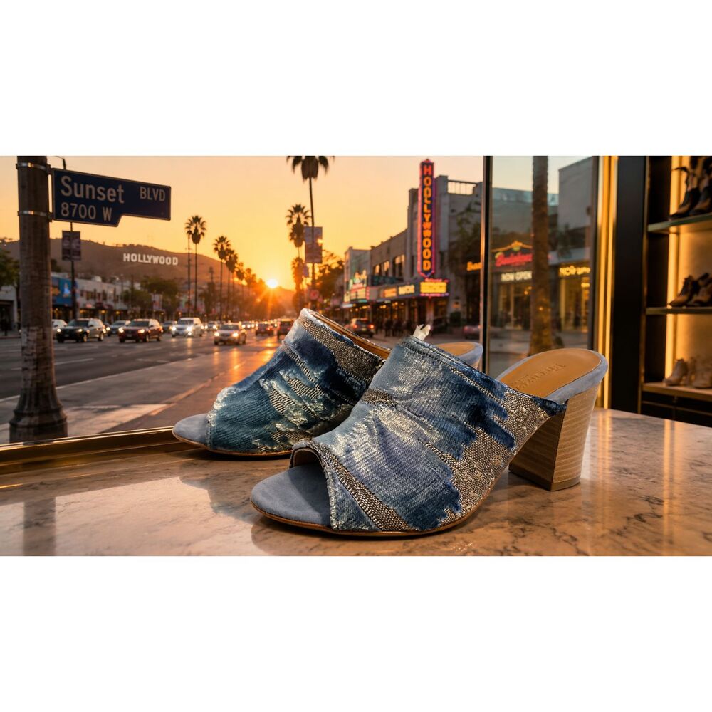 Stylish Woman’s Italian Firenze Study Textured Velvet Mule Block Heel Size 6 NEW
